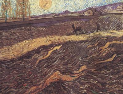 Vincent Van Gogh Enclosed Field with Ploughman (nn04) china oil painting image